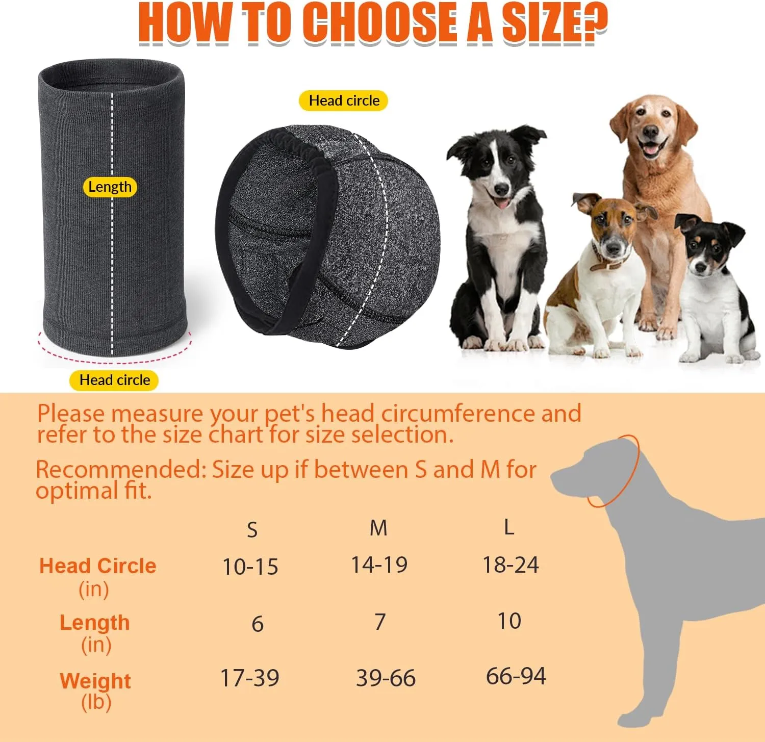 SlowTon Quiet Ears Dog Hoodie - 2 Pcs Ear Wrap Dog Ear Muffs Noise Protection, Anxiety Relief Dogs Hat Calming Hood Head Cover, Pet Headband Dogs Ear Protector for Grooming, Force Drying (Grey,M)
