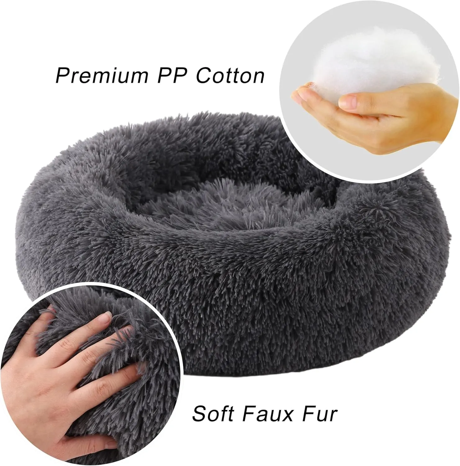 Small Dog Bed, Cat Beds for Indoor Cats, Calming Anti-Anxiety Donut Bed for Puppy and Kitten, Washable Round Fluffy Pet Bed for Small Dogs and Cats(Fits up to 15 lbs Pets)