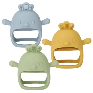 Socub 3 Pack Silicone Baby Teether Toys for Infants 3  Months, BPA Free Anti-Drop Silicone Mitten Teething Toy for Soothing Sore Gums, Baby Chew Toys for Sucking Needs, Olive,Dusty Blue,Mango