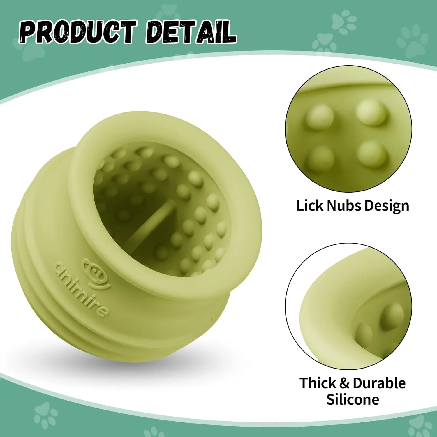 Treat Dispensing Dog Toy, Long-Lasting Interactive Puzzle Toys for Dogs, Stuffable Dog Enrichment Frozen Lick Treat Toy for Boredom, BPA Free Silicone Fetch Catch Chew Toy (Green,L)