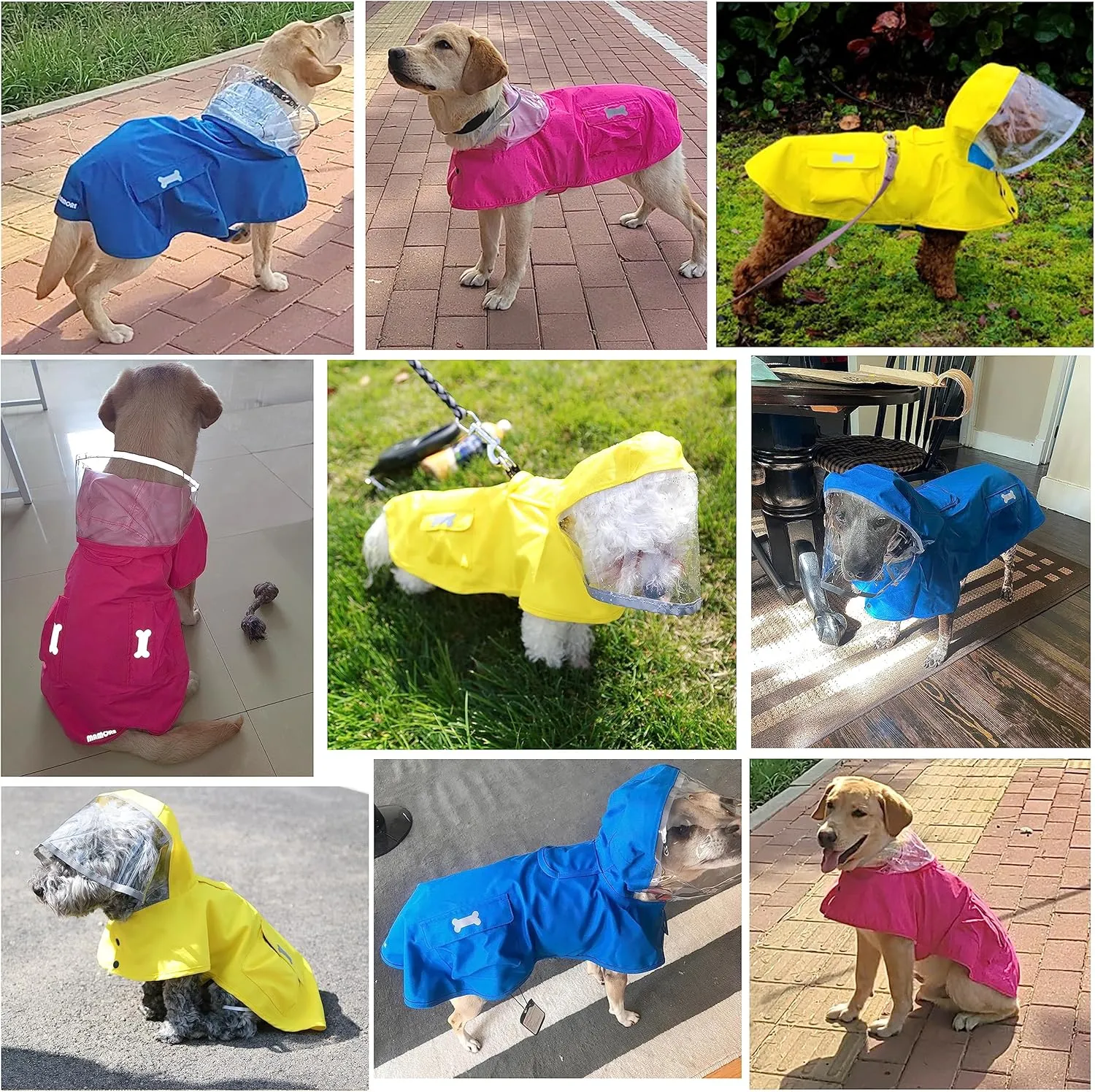 Waterproof Dog Raincoat, Adjustable Reflective Lightweight Pet Rain Clothes with Poncho Hood(Small,Light Green)
