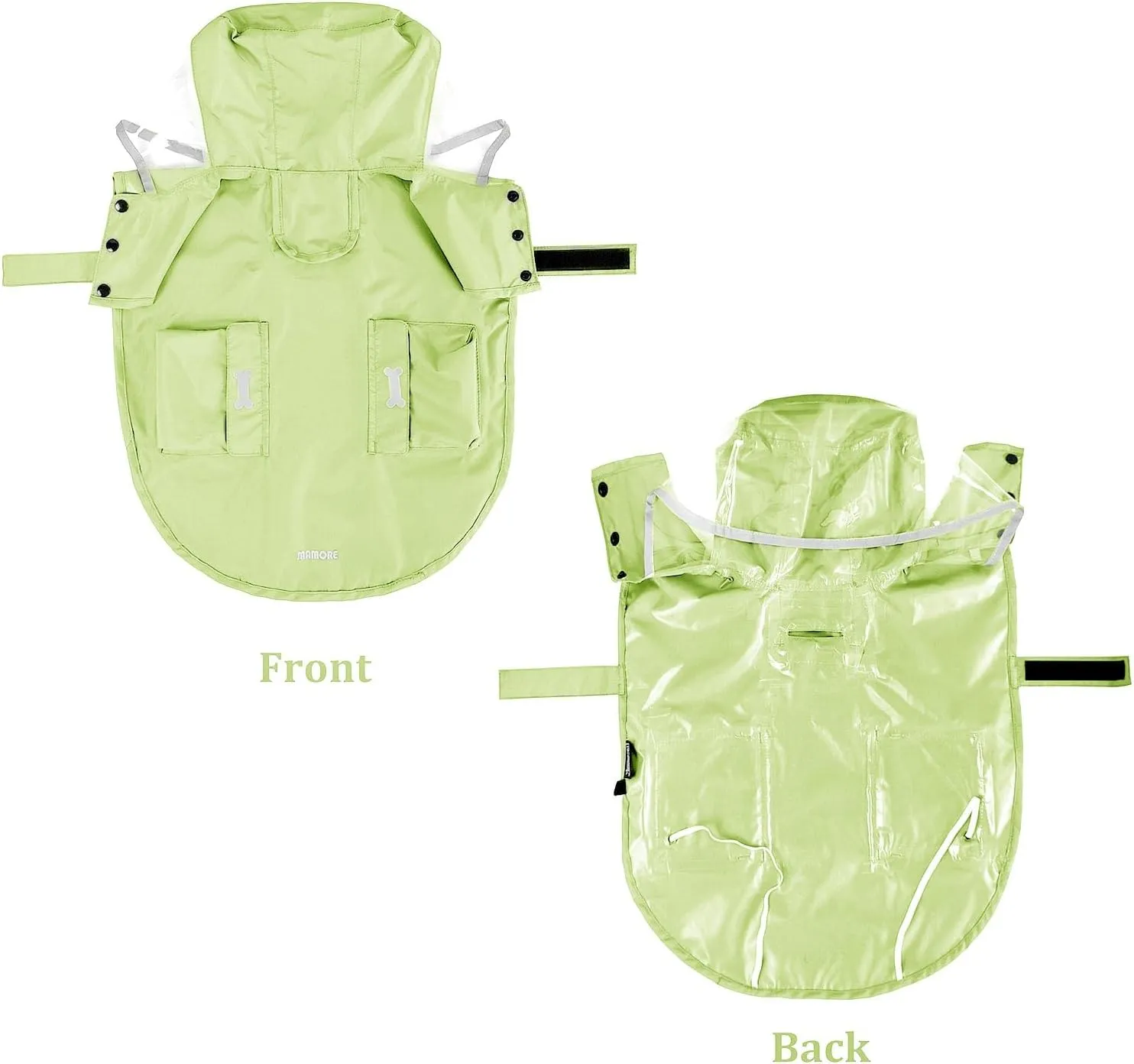 Waterproof Dog Raincoat, Adjustable Reflective Lightweight Pet Rain Clothes with Poncho Hood(Small,Light Green)