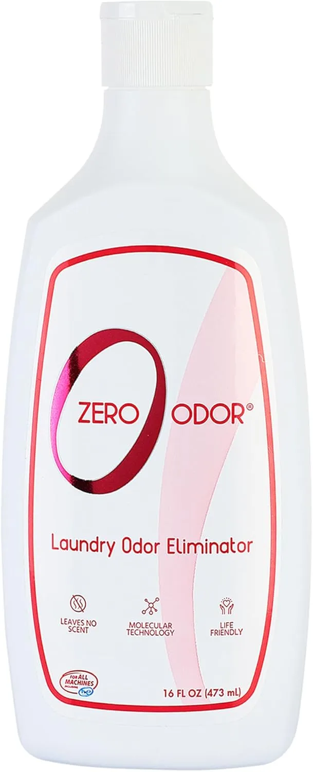 Zero Odor  Laundry Odor Eliminator - Permanently Eliminate laundry Odor  Patented Molecular Technology Best For Clothes, Towels & Linens, Shoes, Bags, Etc. - rinse and refresh Again, 16oz